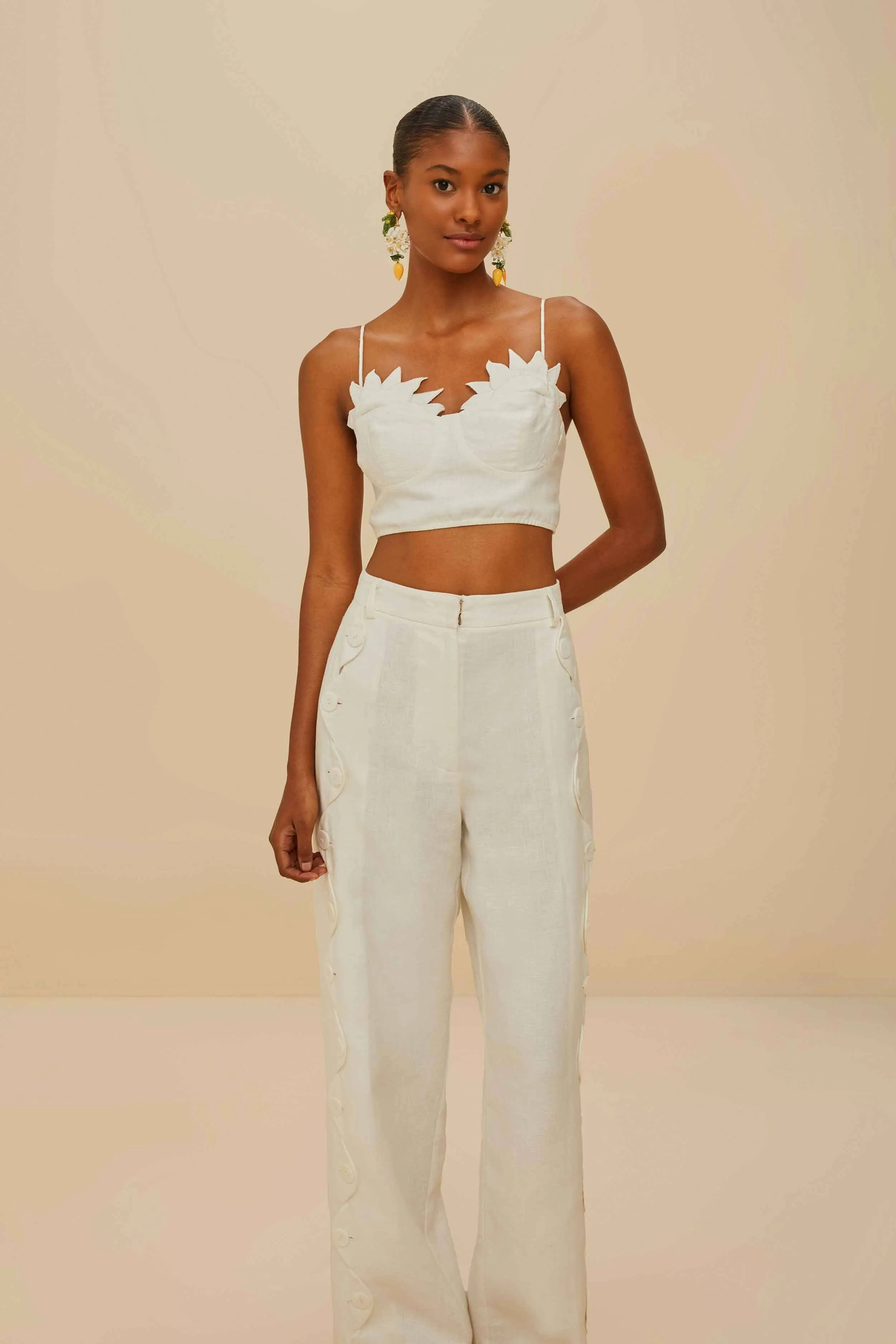 Off-White High Waisted Euroflax? Premium Linen Pants High Quality Material