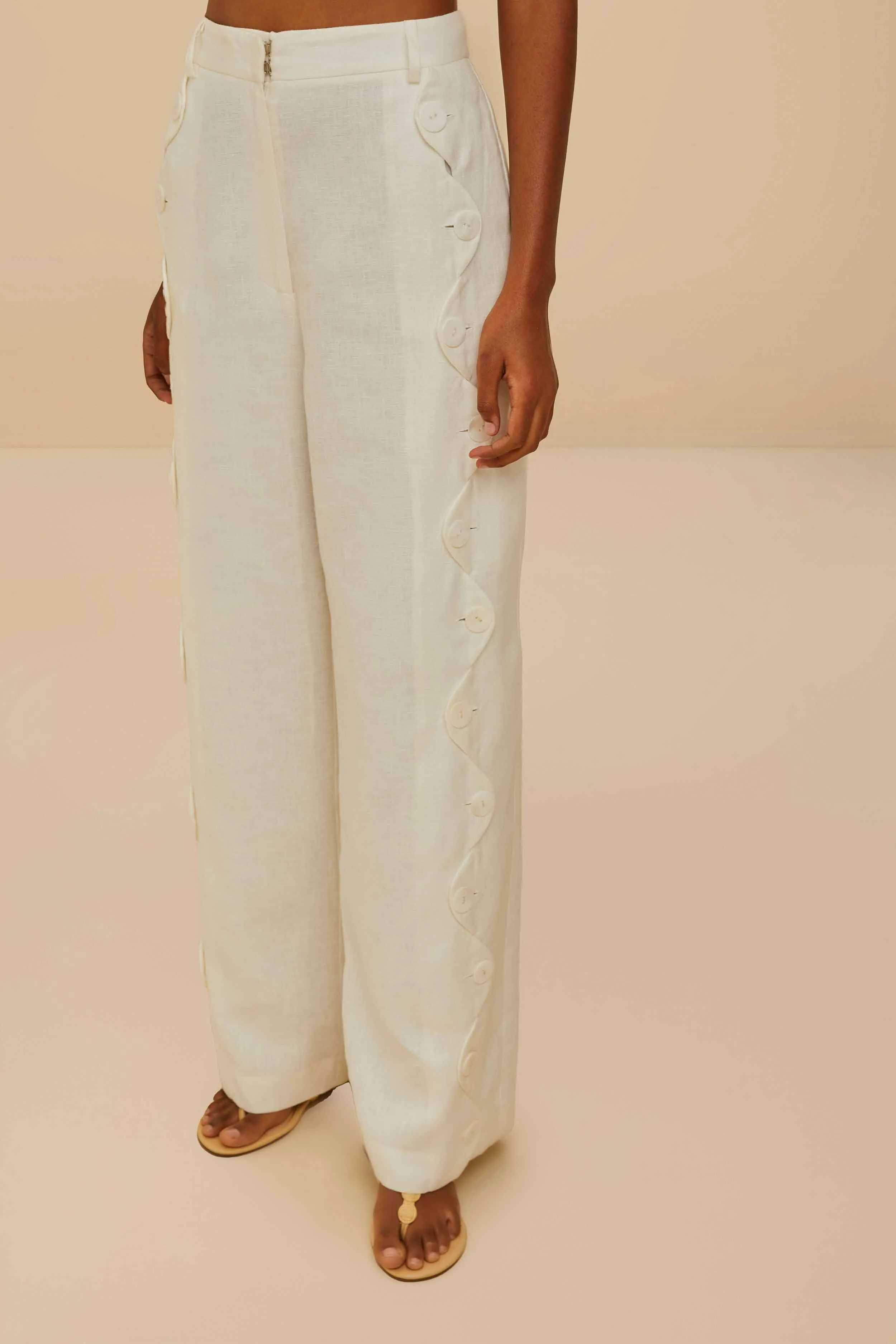 Off-White High Waisted Euroflax? Premium Linen Pants StretchFabric Flex Wear