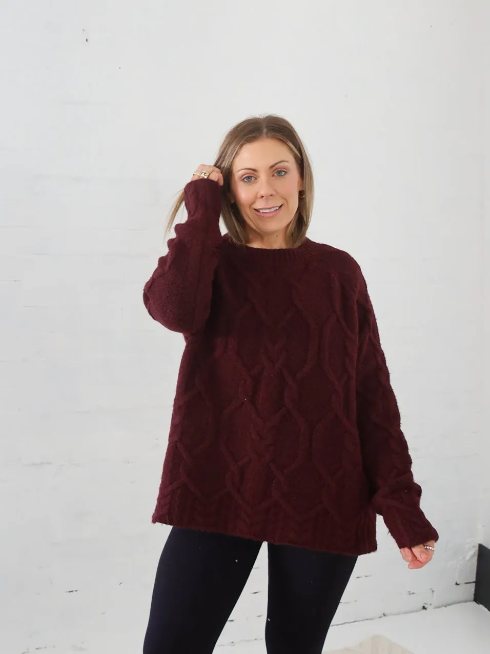 Lois Knit- Burgundy Outdoor Casual Look Thermal Air Pocket