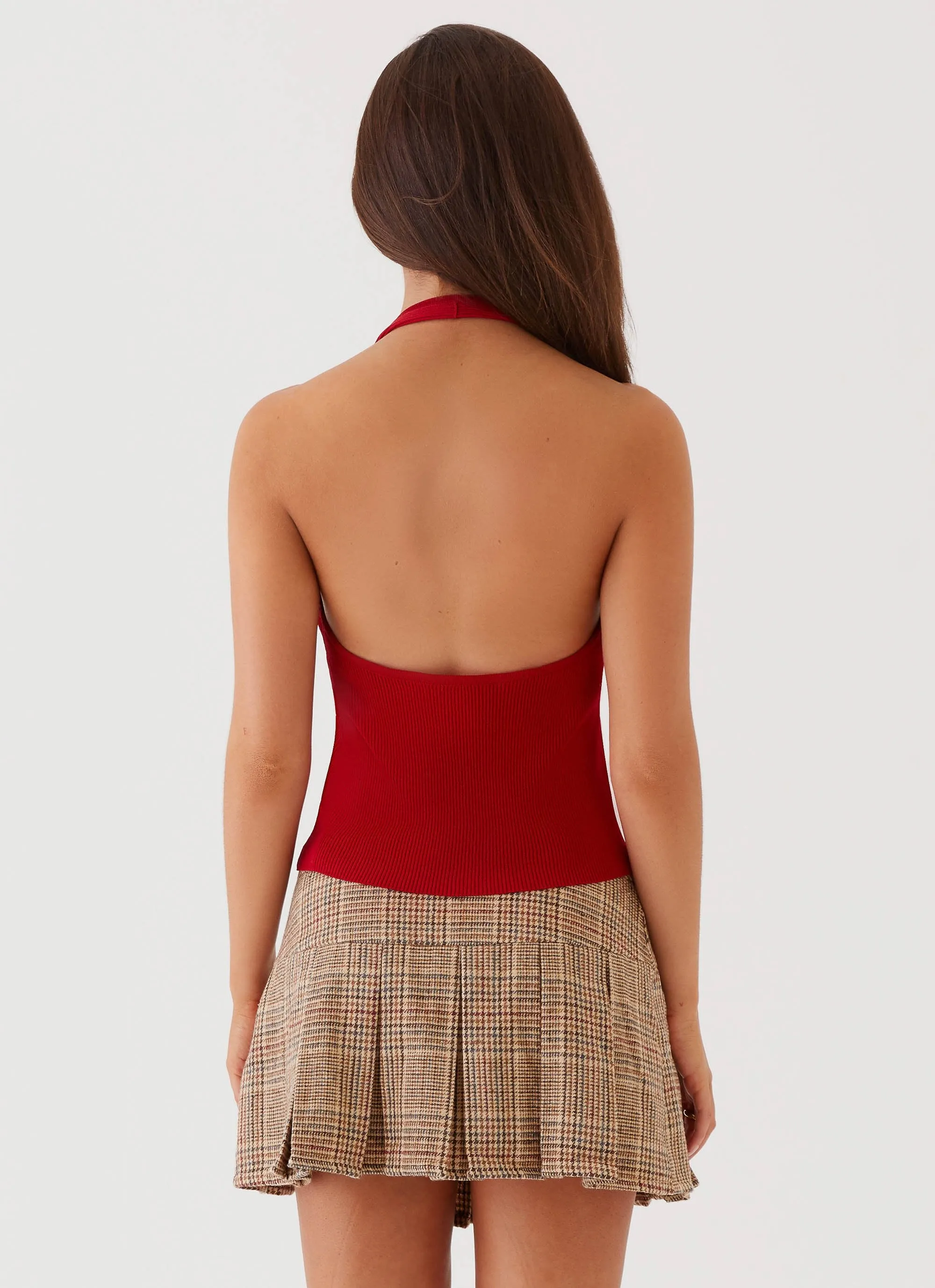Bettie Knit Halter Top - Red Multi purpose design
