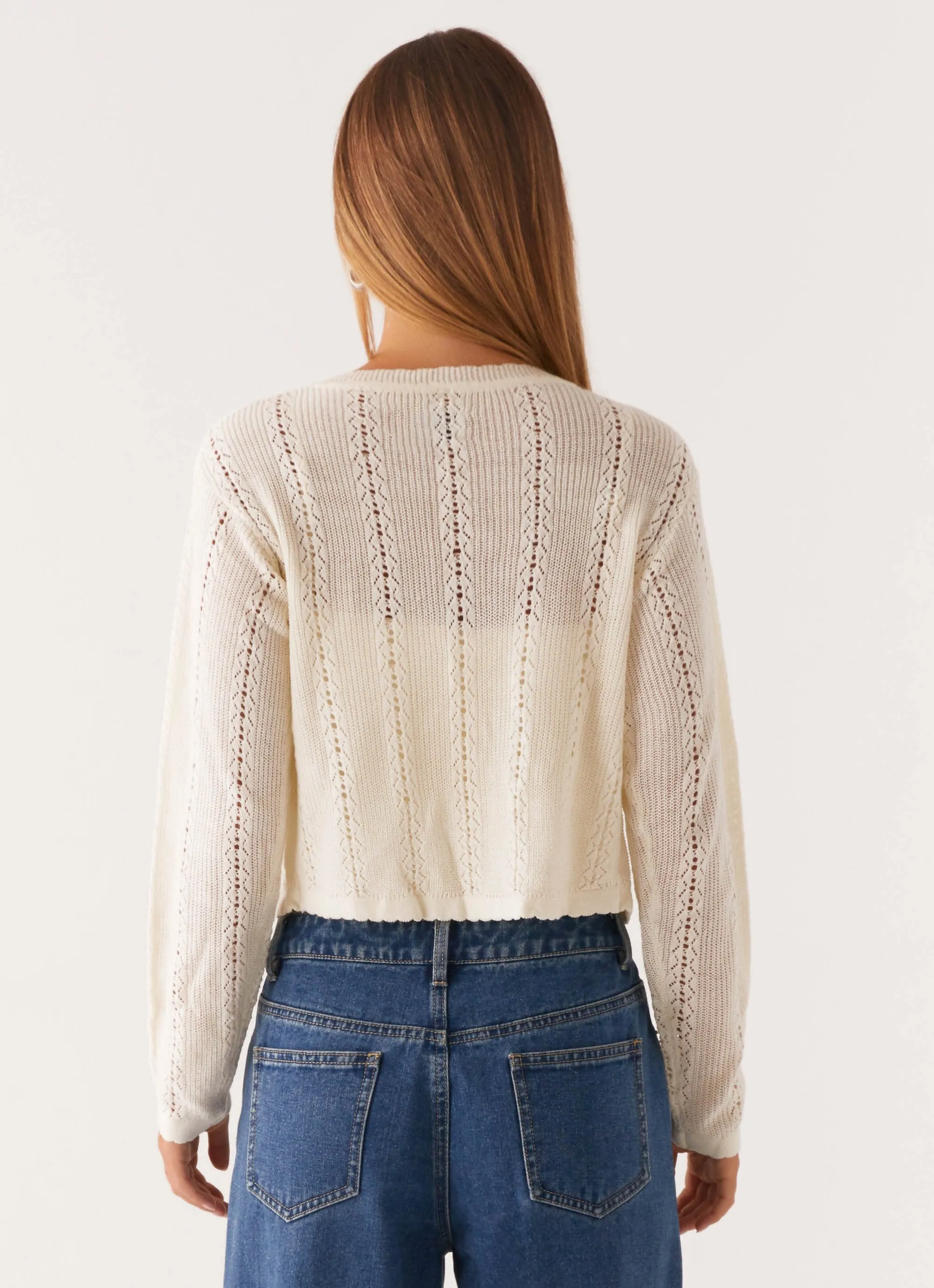 Anti Snag Fabric Zippered Vents Tough Love Knit Cardigan - White