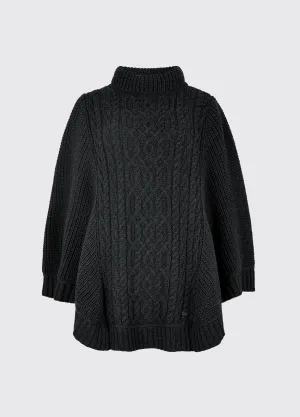 NonRestrictive Cuff Kilronan Women??s Irish Knit Merino Poncho - Charcoal