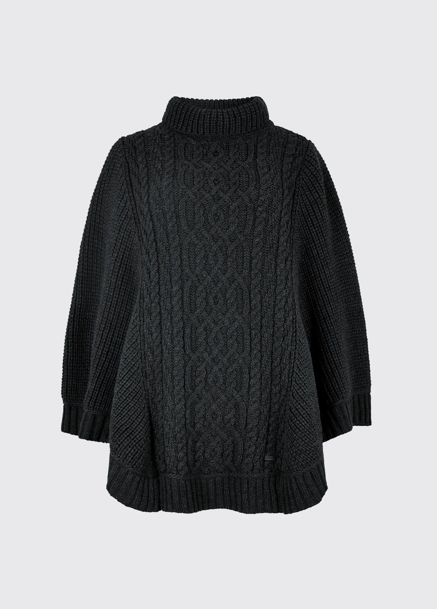 NonRestrictive Cuff Kilronan Women??s Irish Knit Merino Poncho - Charcoal