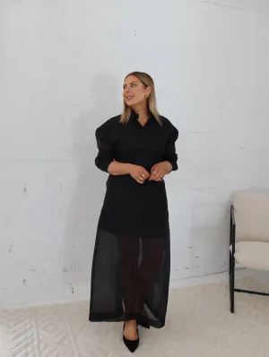 Crisscross Details Holiday Travel Remy Skirt- Black