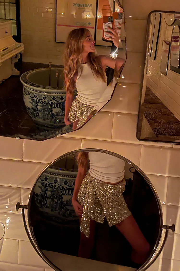 party look Silver Sequin Mini Jaspre Skirt Petite