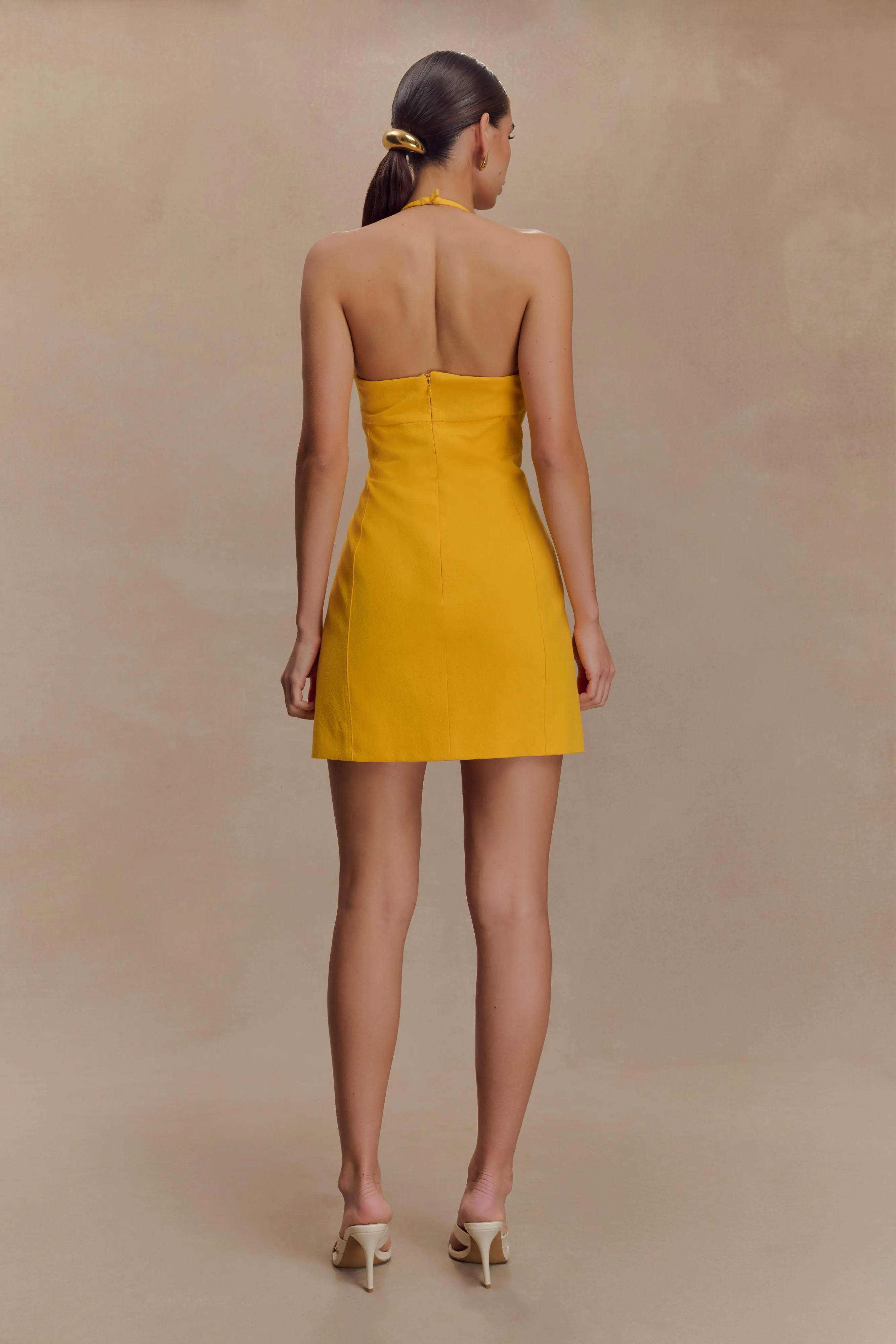 Business casual Reyes Cotton Floral Mini Dress - Butterscotch