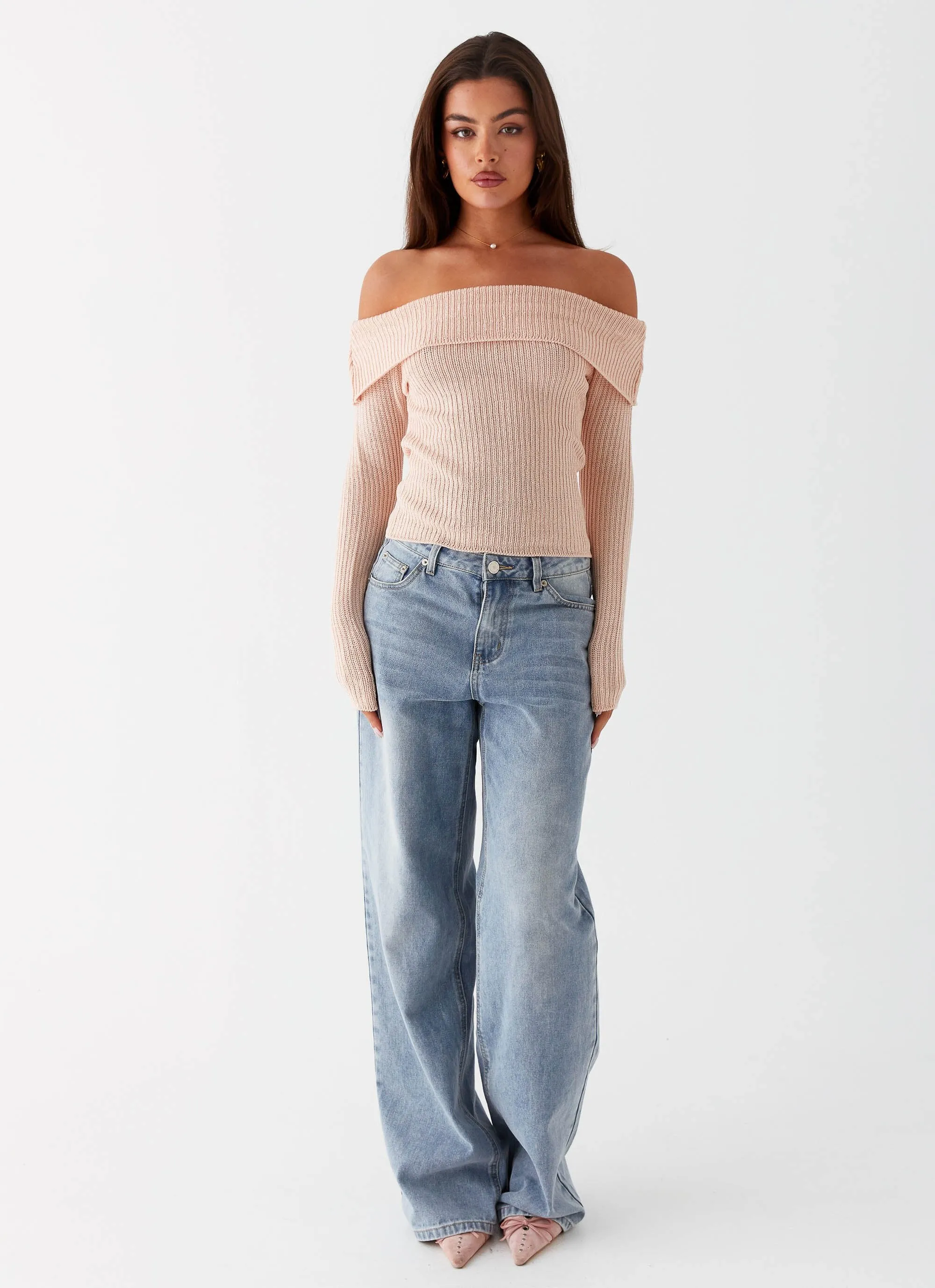 Rina Long Sleeve Knit Top - Blush Anti Pilling