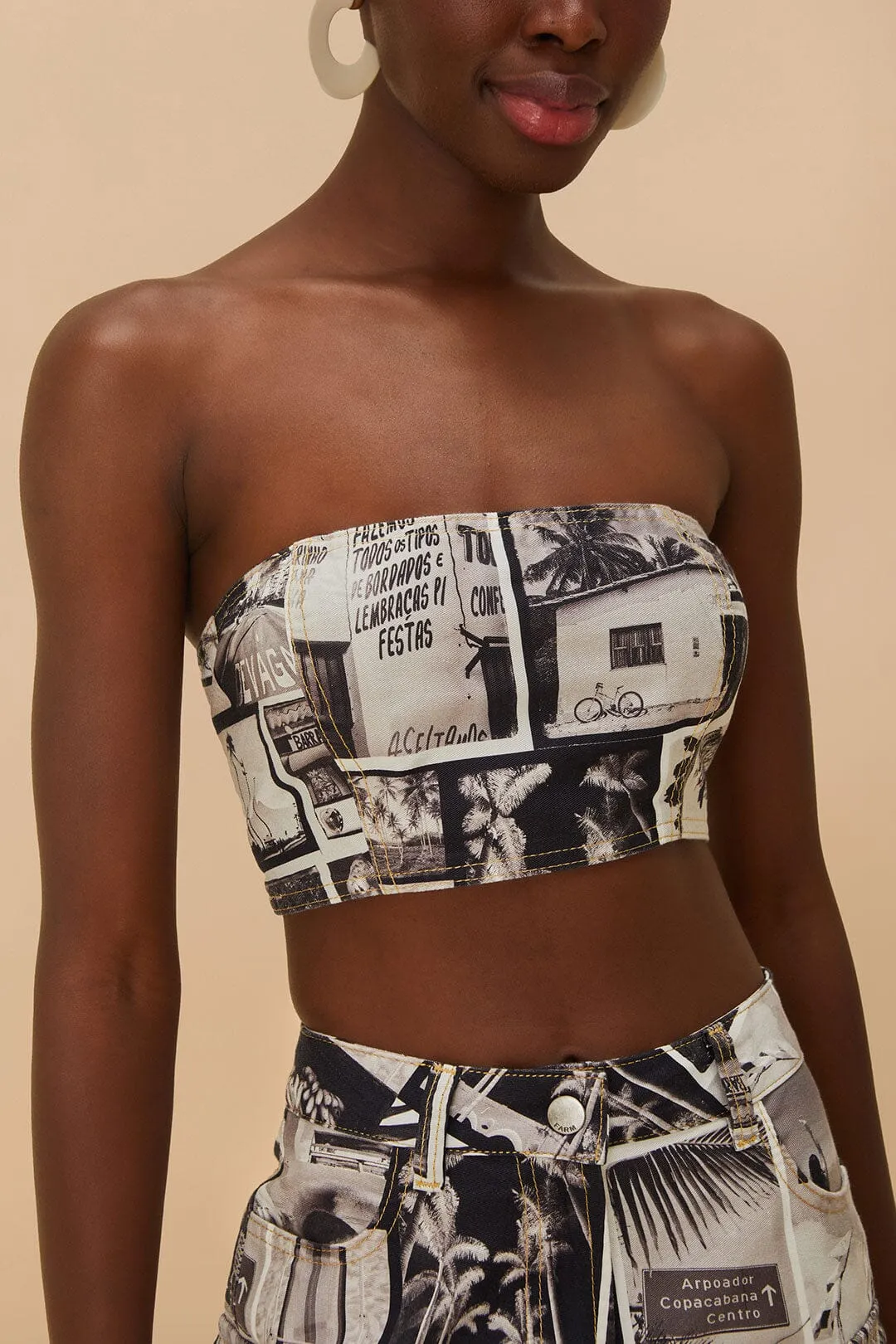 Rio Noir Strapless Crop Top Flash Core