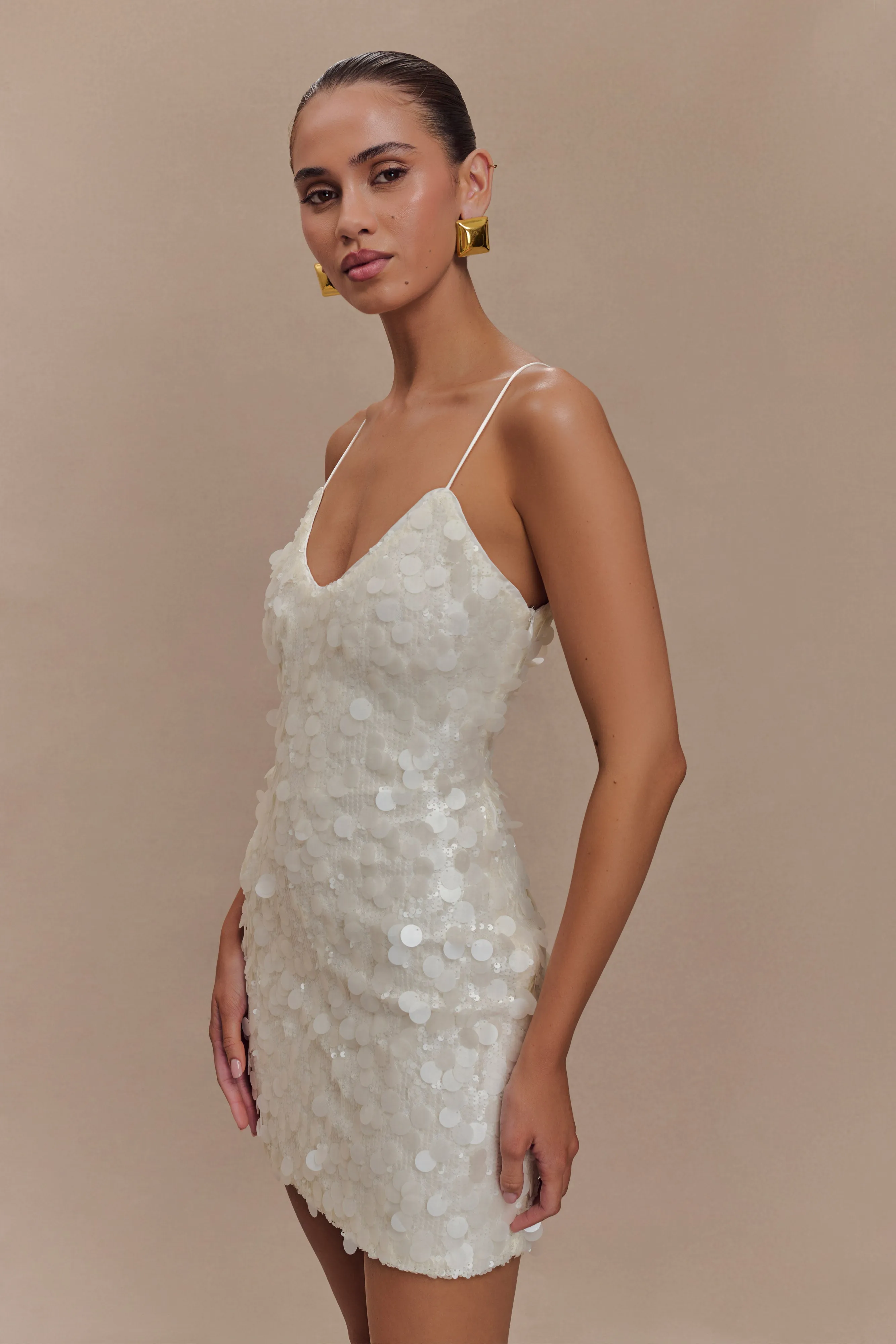 Chic Silhouette Romilly Sequin Mini Dress - Ivory