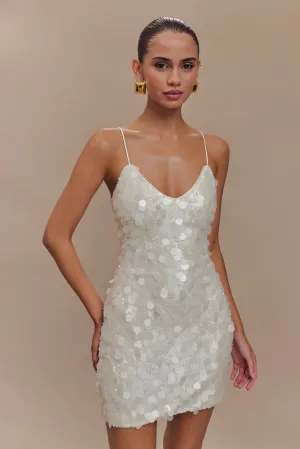 Romilly Sequin Mini Dress - Ivory Stylish party wear