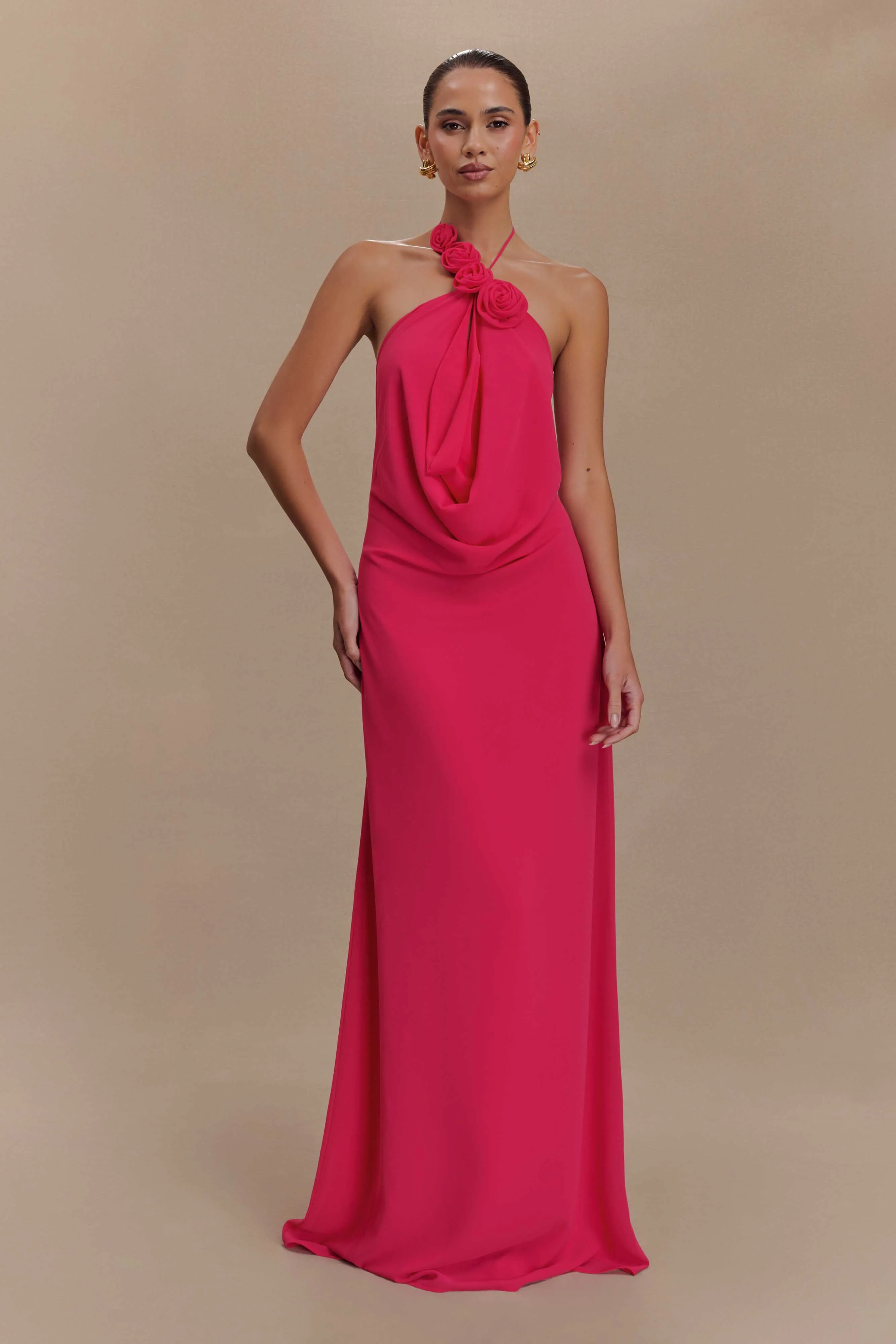 Rosalia Cowl Neck Maxi Dress - Raspberry Simple Spirit Sage Glow