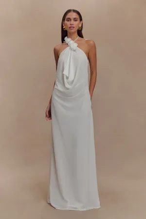 Rosalia Cowl Neck Maxi Dress - White Sharp Edge Calm Beauty