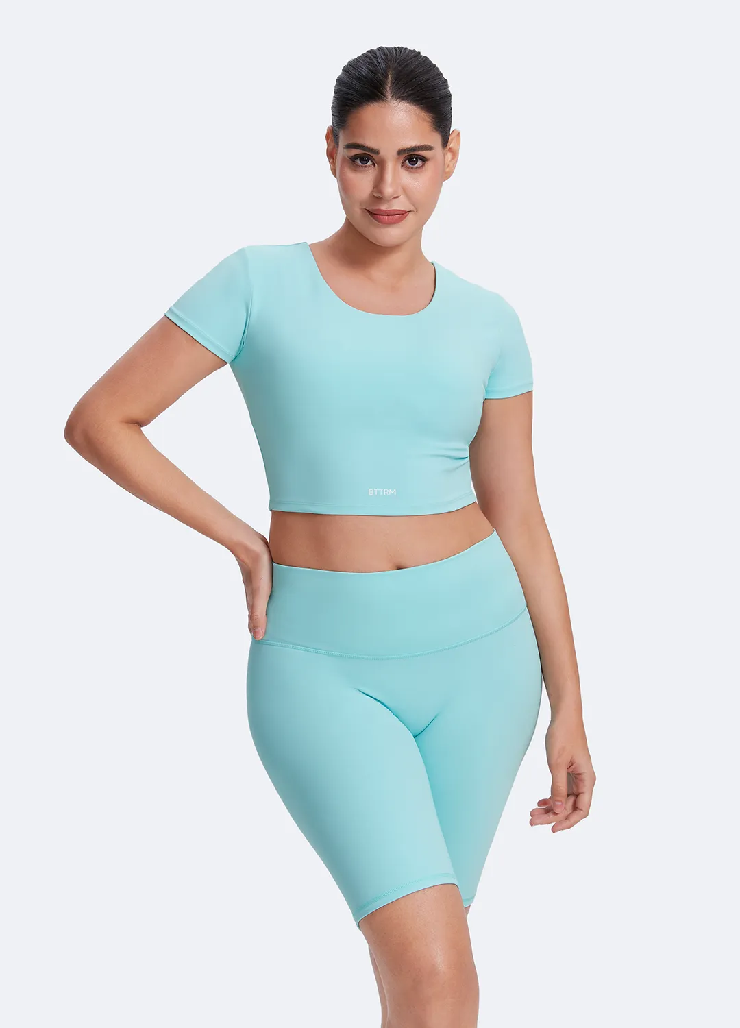 Crossback seams Round Neck Crop Top