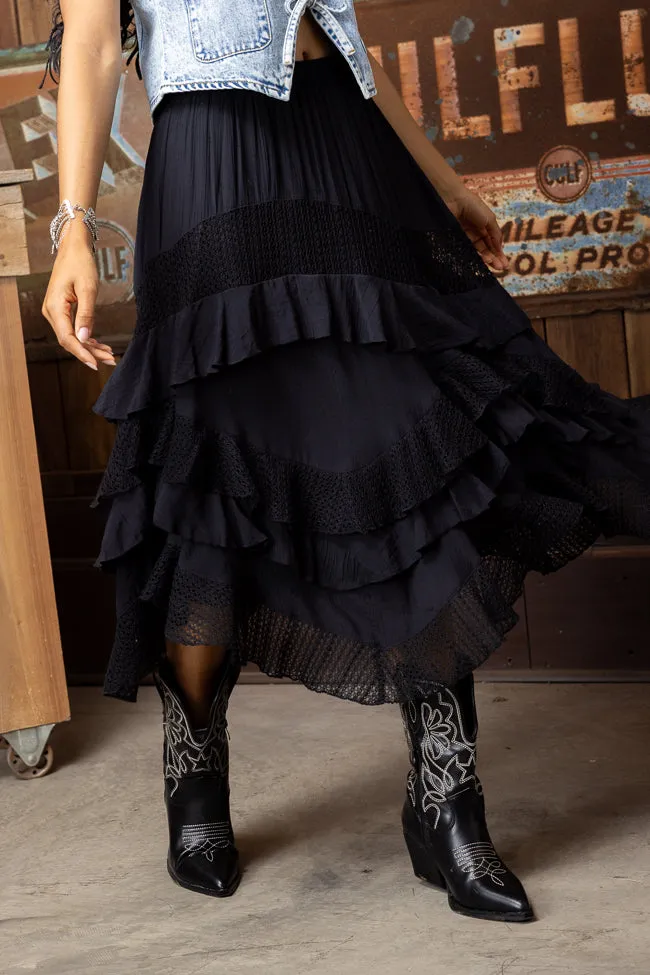 Leg Elongating Karla Black Layered Ruffle Skirt