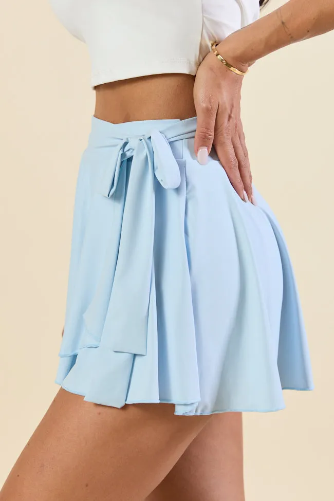 Twirl Around Blue Wrap Skort Seamless Finish