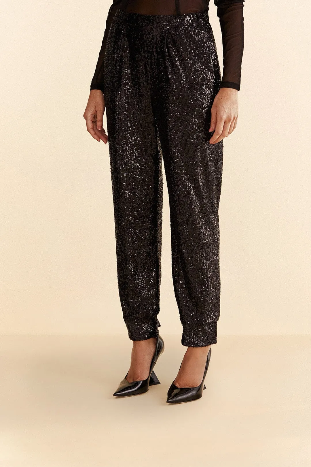 Active Wear Black Sequin Pajama Pants