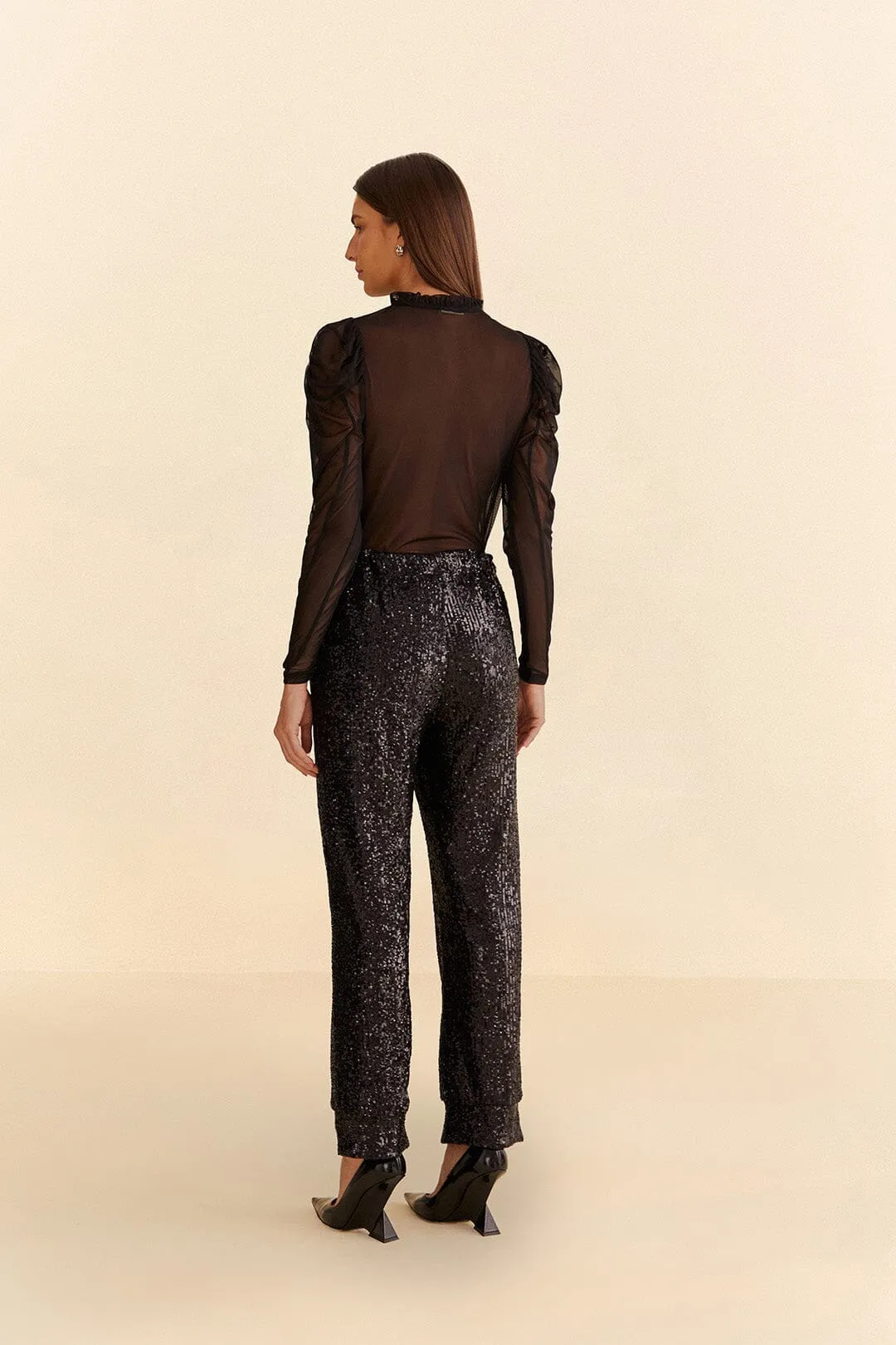 Black Sequin Pajama Pants Active Wear