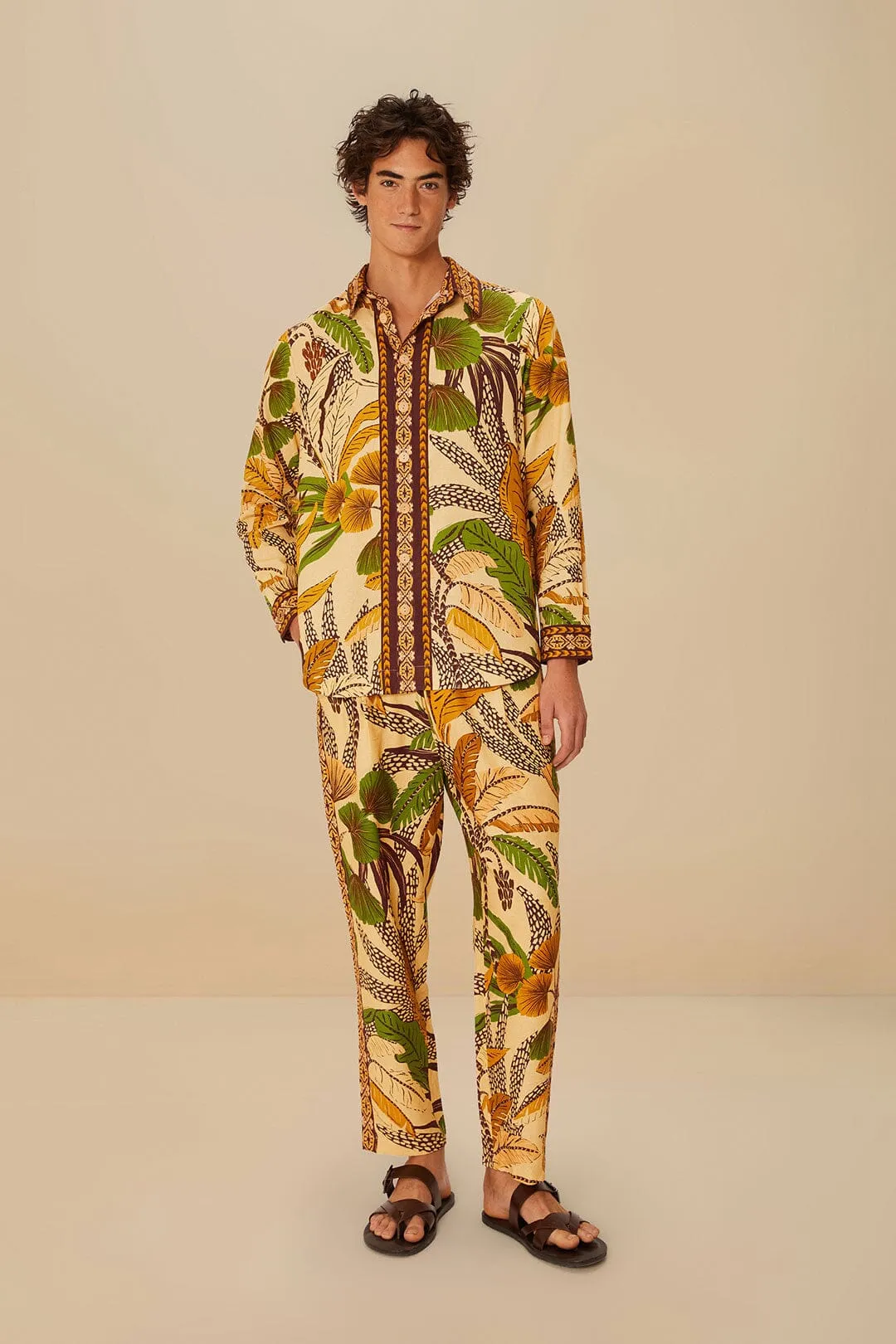 Comfort-First Essential Layer Sand Foliage Sketch LENZING? ECOVERO? Euroflax? Pants