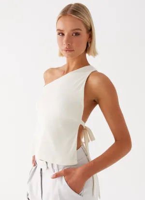 Safiya One Shoulder Top - White Seasonal Layered