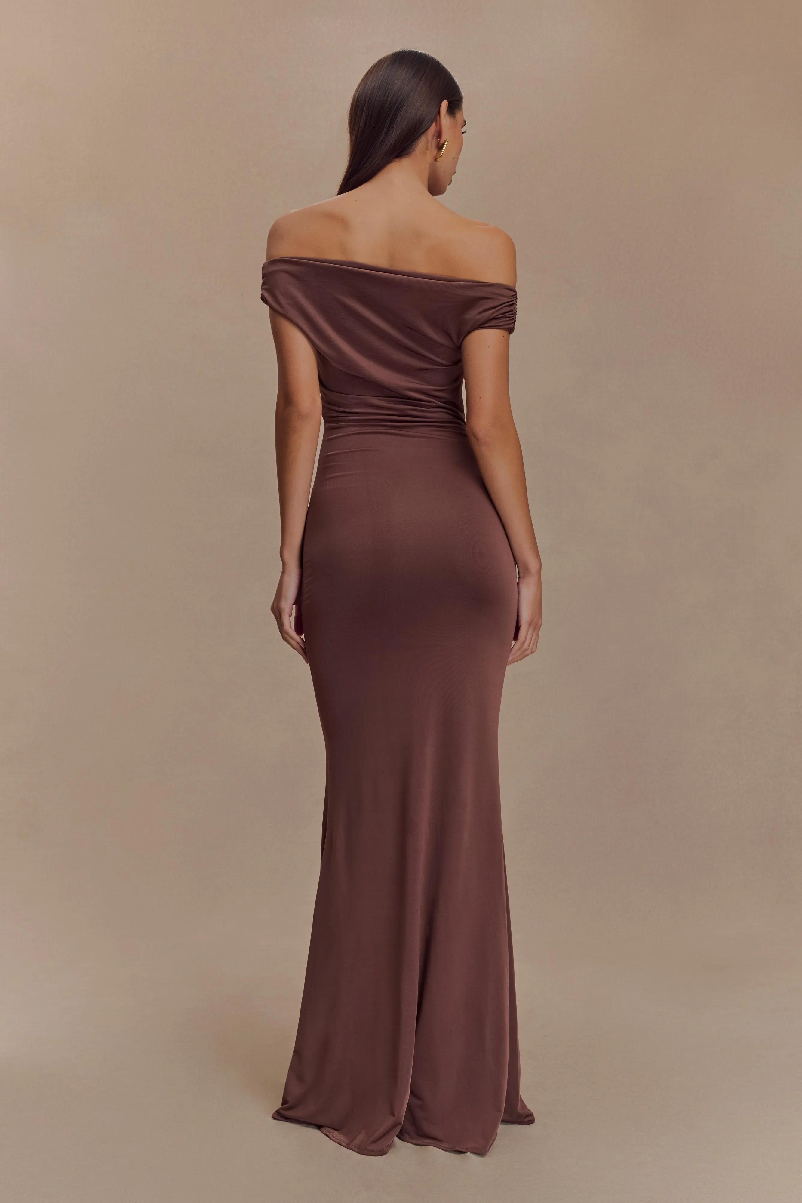 Kinsley Slinky Maxi Dress With Hardware - Chocolate Breathable Layering Skin Touch