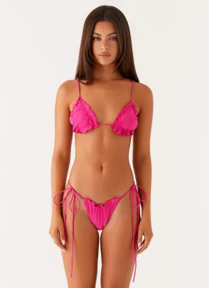 Gaia Bikini Bottom - Fuchsia Laser Cut Edges Casual-Comfort