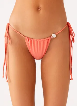 Summer Retreat Matte Texture Liona Bead Bikini Bottoms - Coral