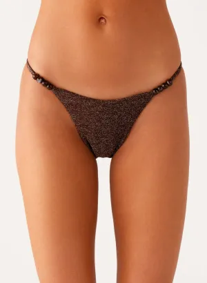 Poolside Ready Serefina Bead Bikini Bottom - Chocolate