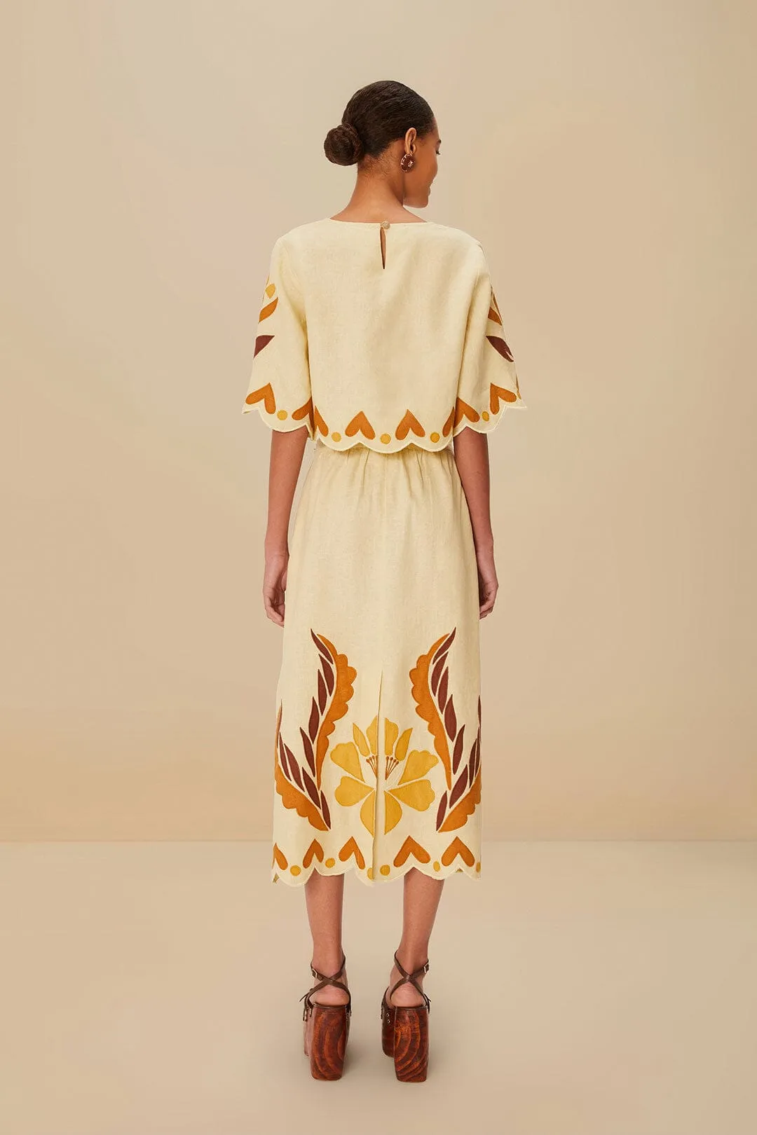 Maxi length Sand Summer Cutwork Euroflax? Premium Linen Skirt