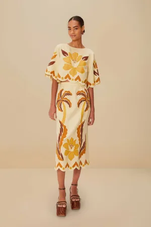 Sand Summer Cutwork Euroflax? Premium Linen Skirt Urban Fashion