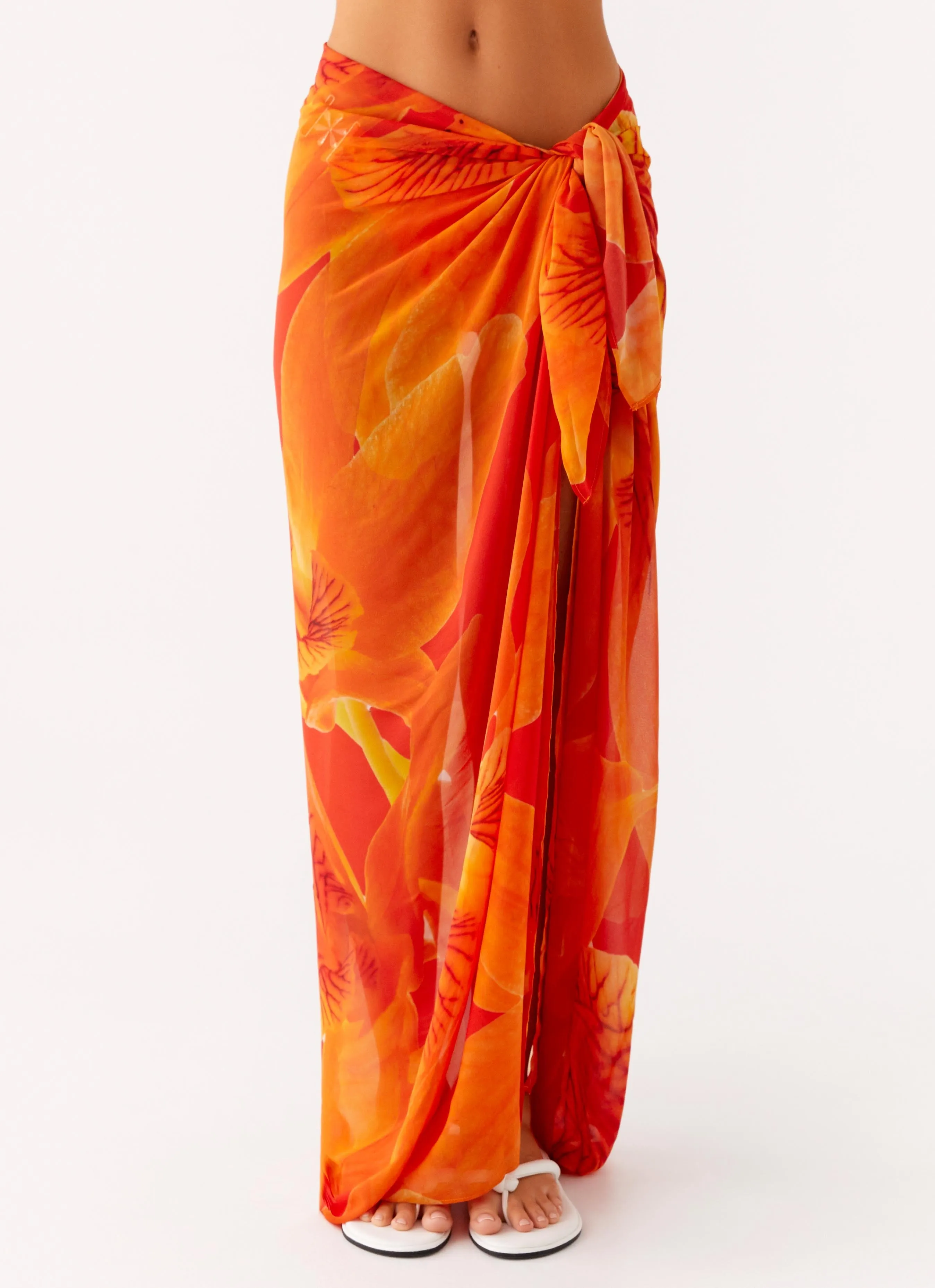 Double Layered Stitching Sandy Shores Sarong - Serene Orange