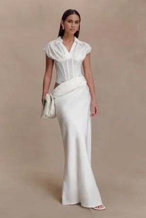 Saphira Shirt Corset Maxi Dress - White Festive Wear
