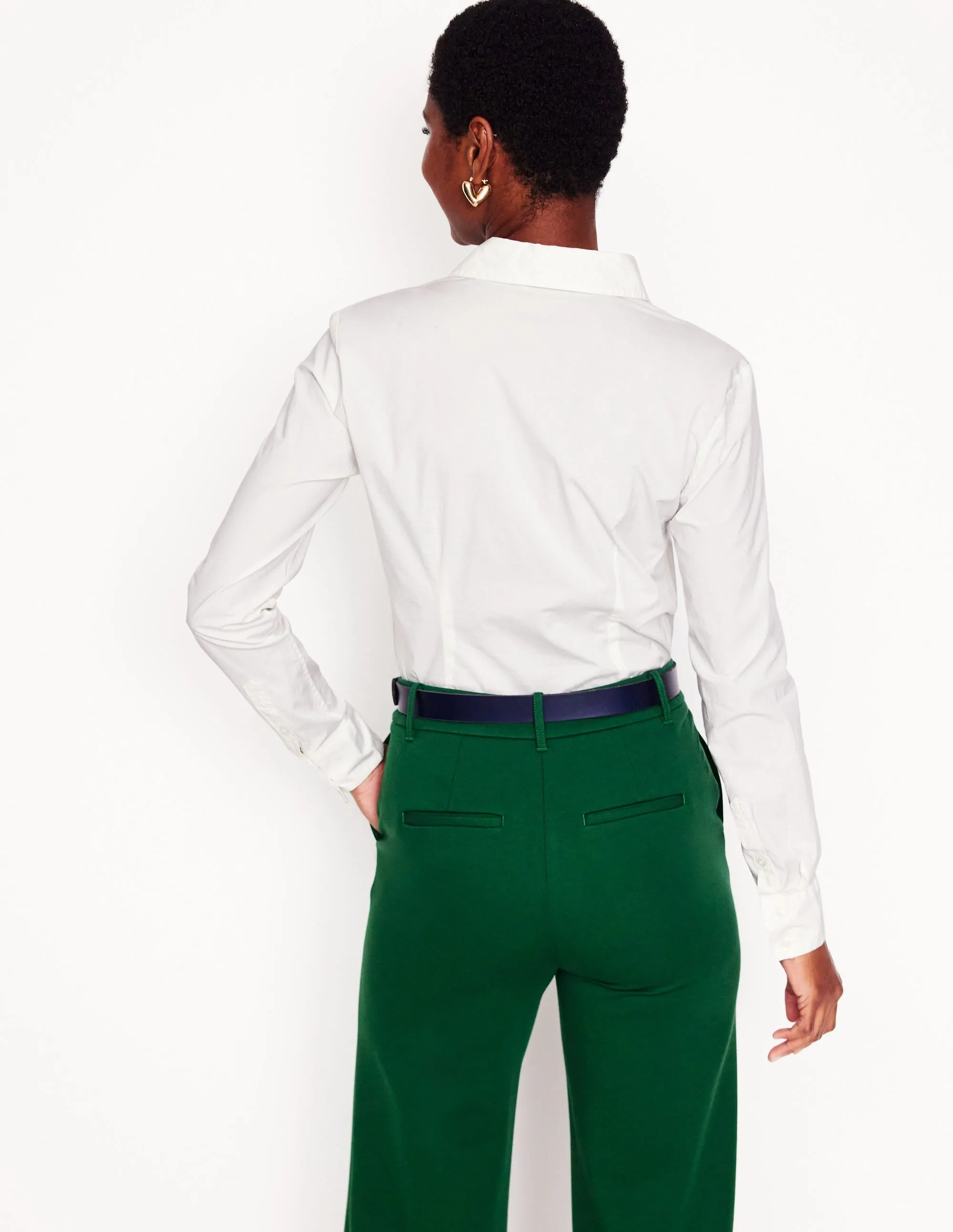Saskia Stretch Cotton Shirt-White Breathable Waist