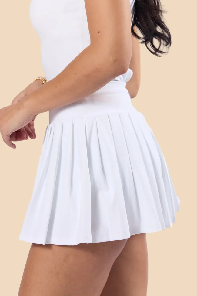 Flowy Drape Elasticized Cuff For The Win White Pleated Tennis Skirt SALE