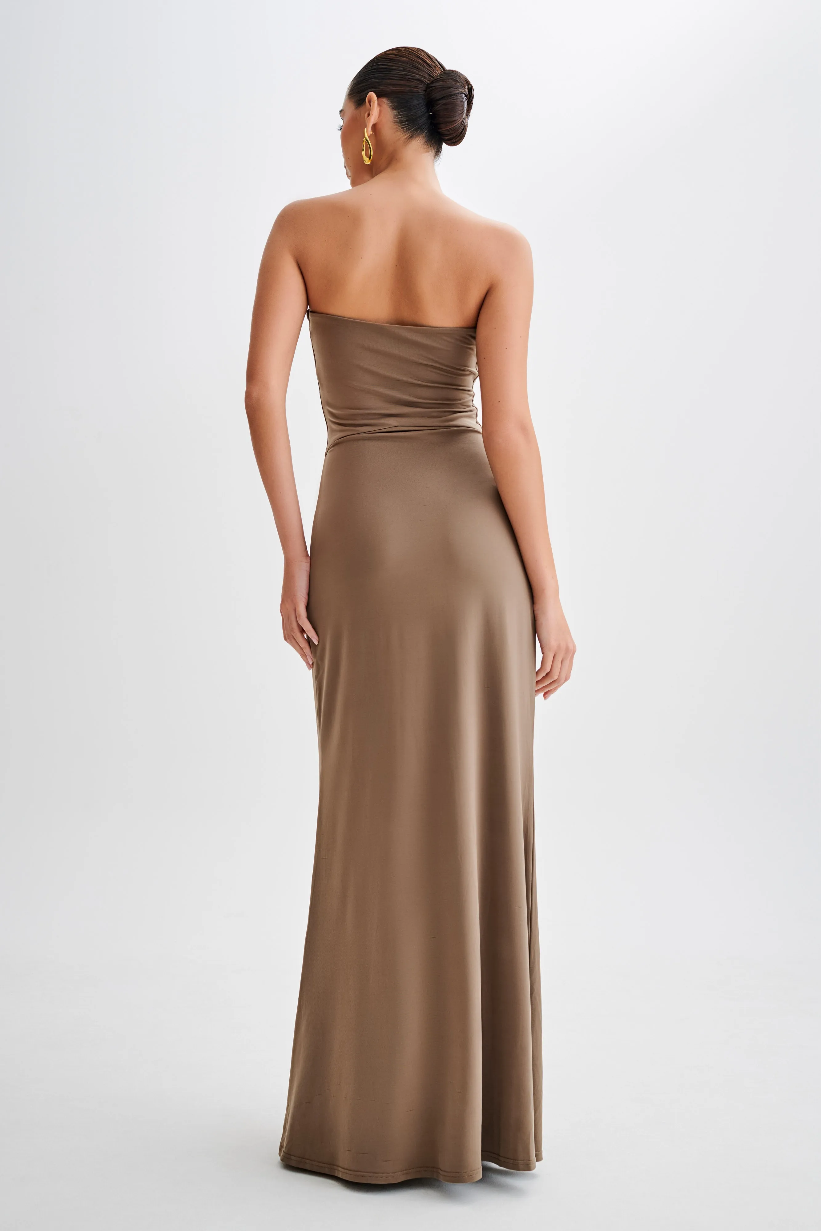 Ruby Strapless Slinky Maxi Dress - Coco Artistic Shape Quiet Glow