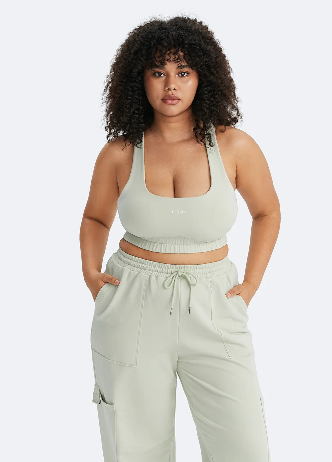 Non-Restrictive Fit Snapped seams Scoop Neck Racerback Bra