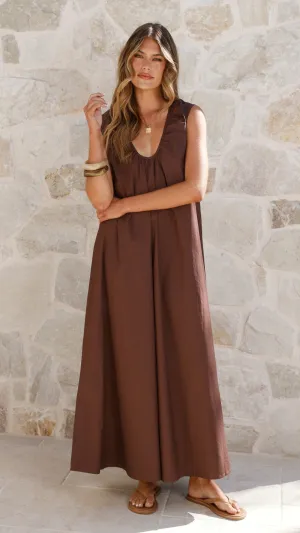 Comfy Fit Wear Vibrant Look Scout Maxi Dress - Chocolate