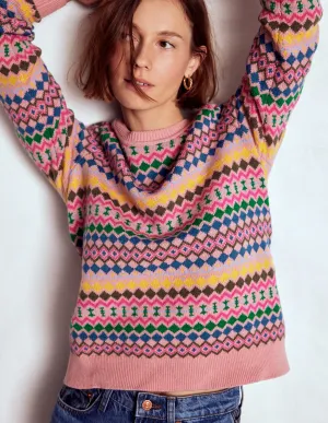 Essential Outfit Edie Fair Isle Jumper-Pink, Geo Fair Isle