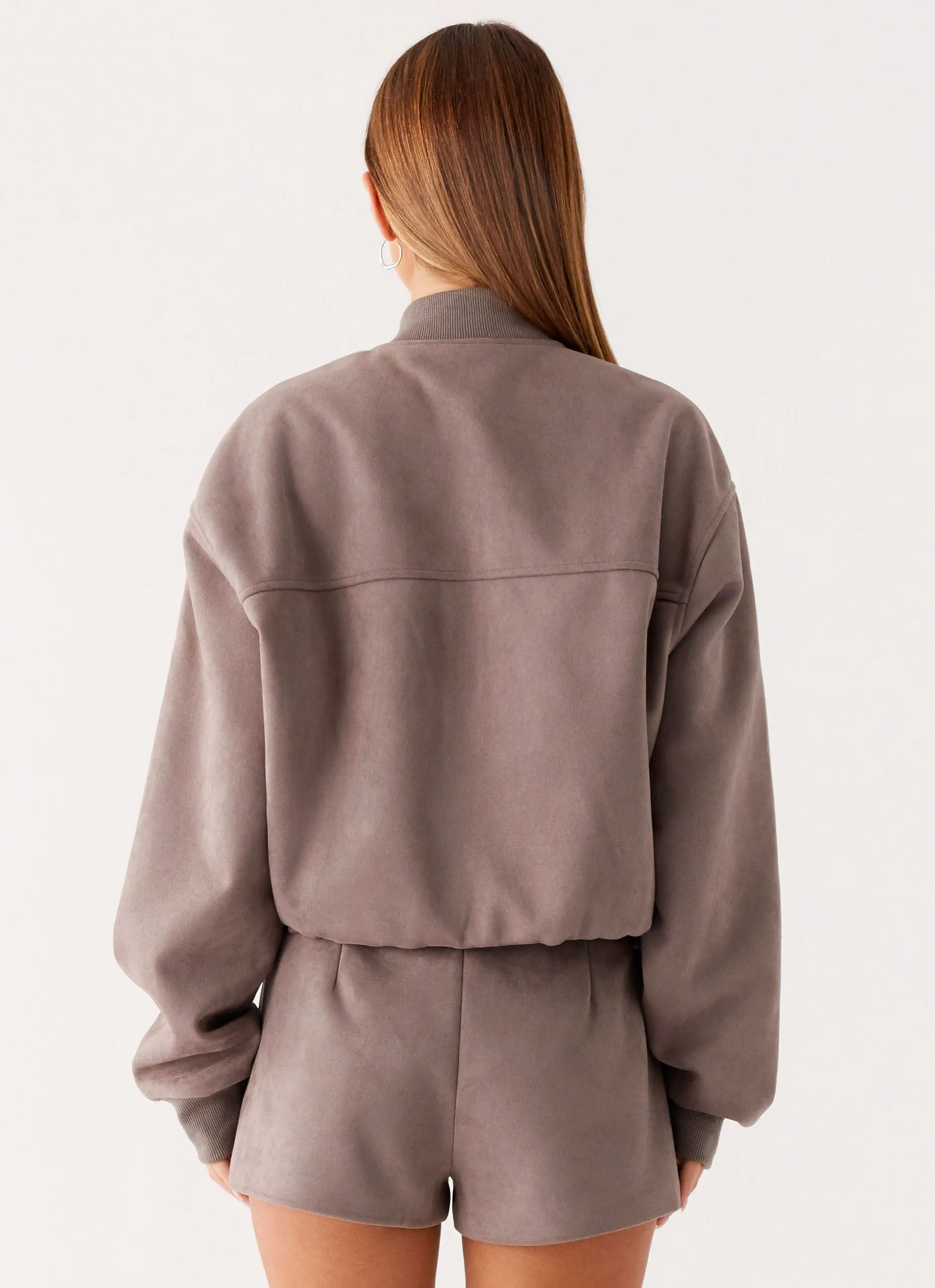 FullCoverageHood Hypoallergenic Padding Thats Chill Bomber Jacket - Grey