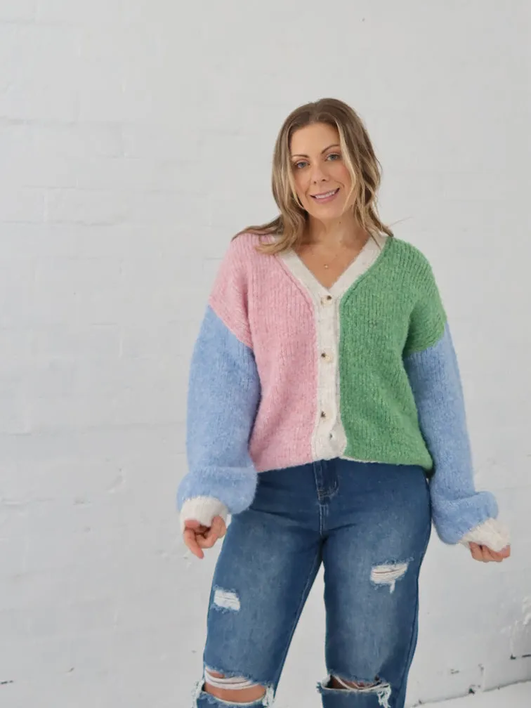 Gemma Cardigan-Multi Green Flexible Layer UV Protection Fabric