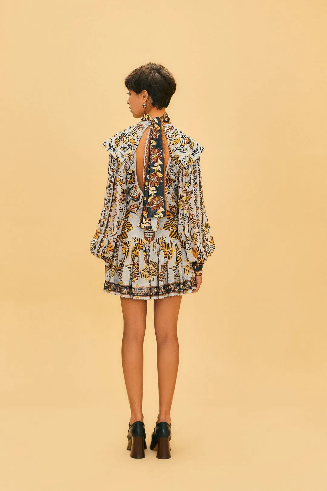 Silver Floral Tapestry Mini Skirt quick dry Collaboration Piece