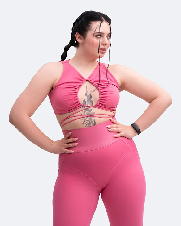 Square neck seams Sexy Front-Tie Support Top