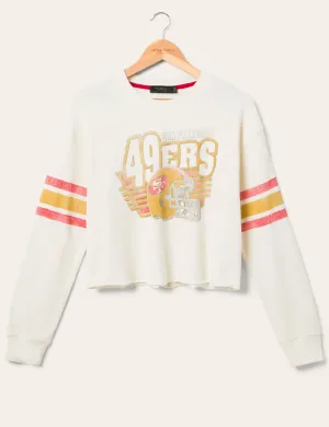 product casual elegance factor Lounge Fit SF 49ers Kickoff Crop Fleece, Vintage White