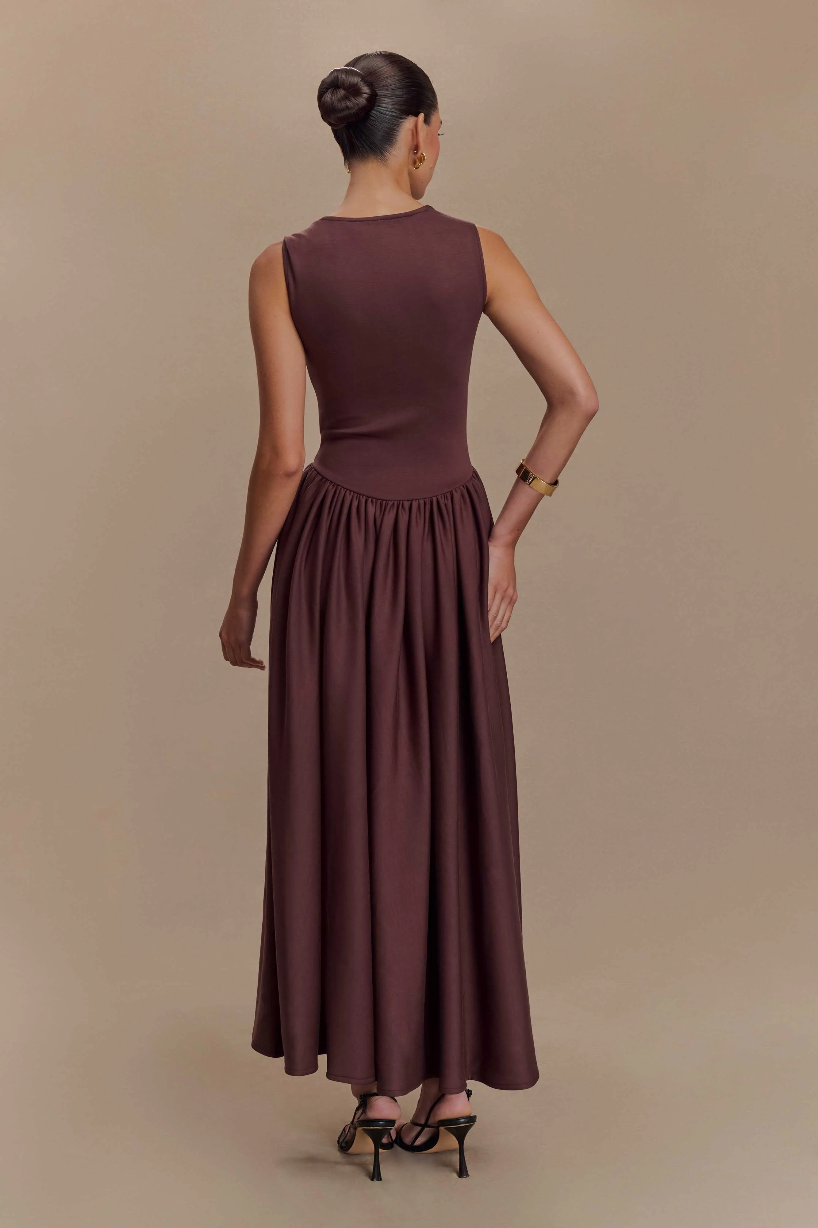 Sharon Scuba Jersey Midi Dress - Cacao Brown Day Ready