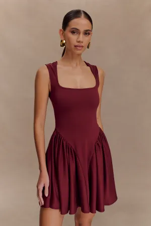 Elegant Fabric Casual Elegance Sharon Scuba Jersey Mini Dress - Wine