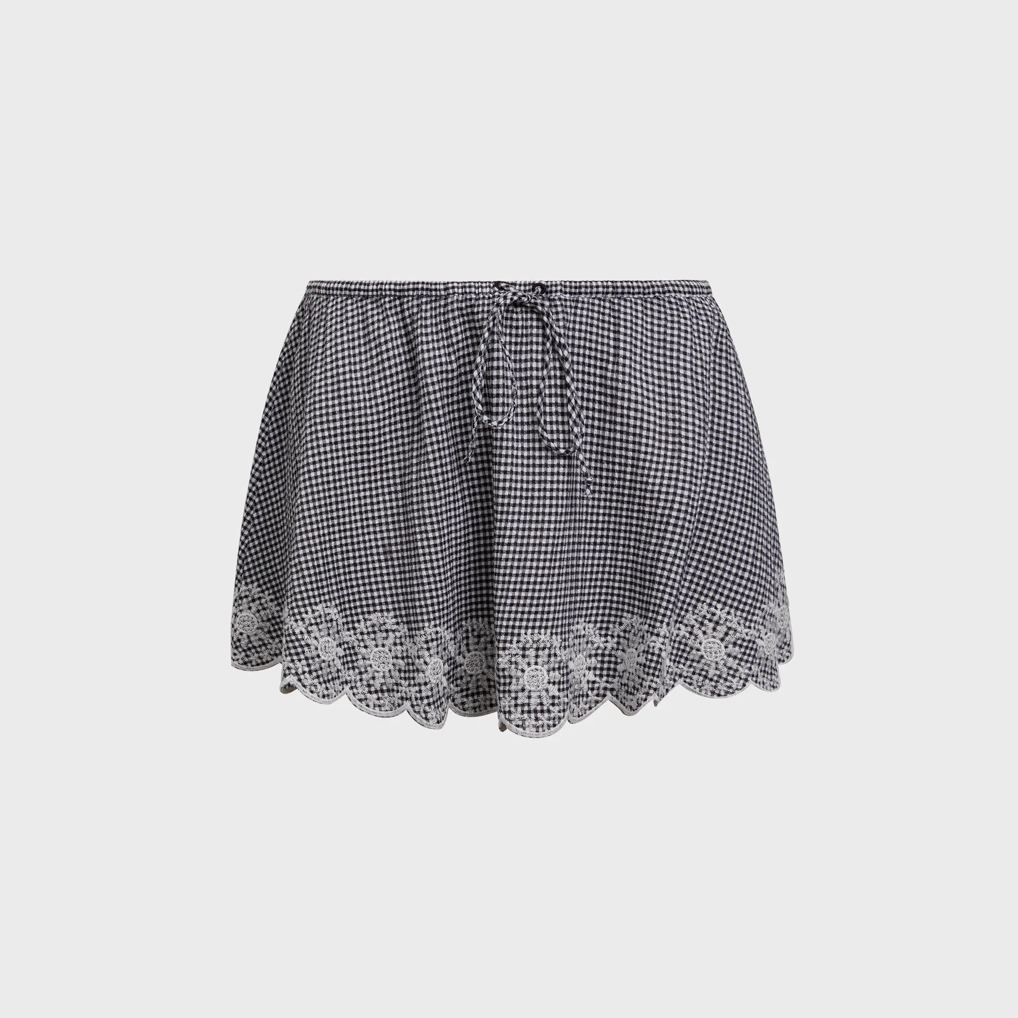 GUIZIO Maelle Gingham Mini Skirt - Black Water Resistant