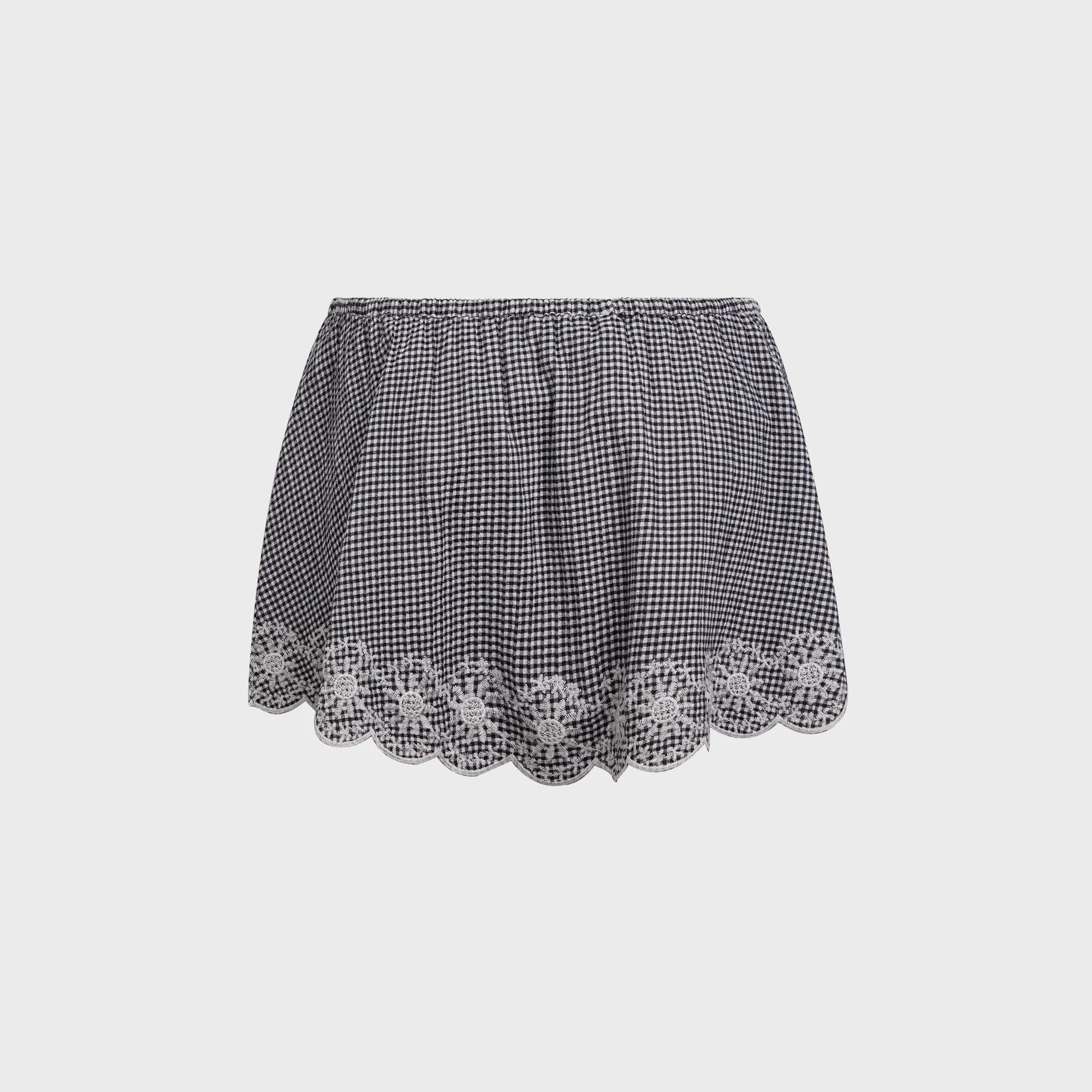 GUIZIO Maelle Gingham Mini Skirt - Black Light Flow Airy Feel