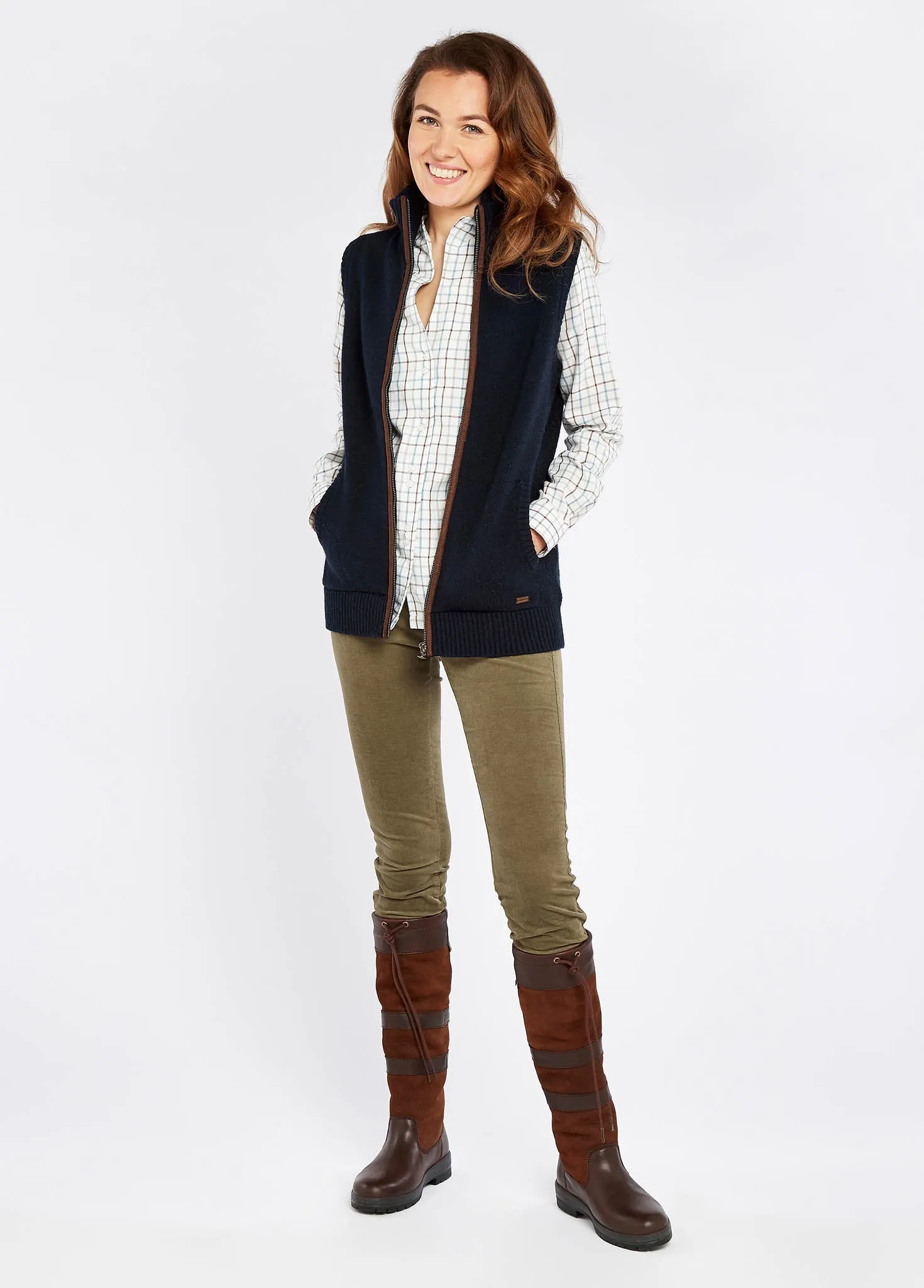 Hypoallergenic Yarn Sheedy Full Zip Sweater Vest - Navy