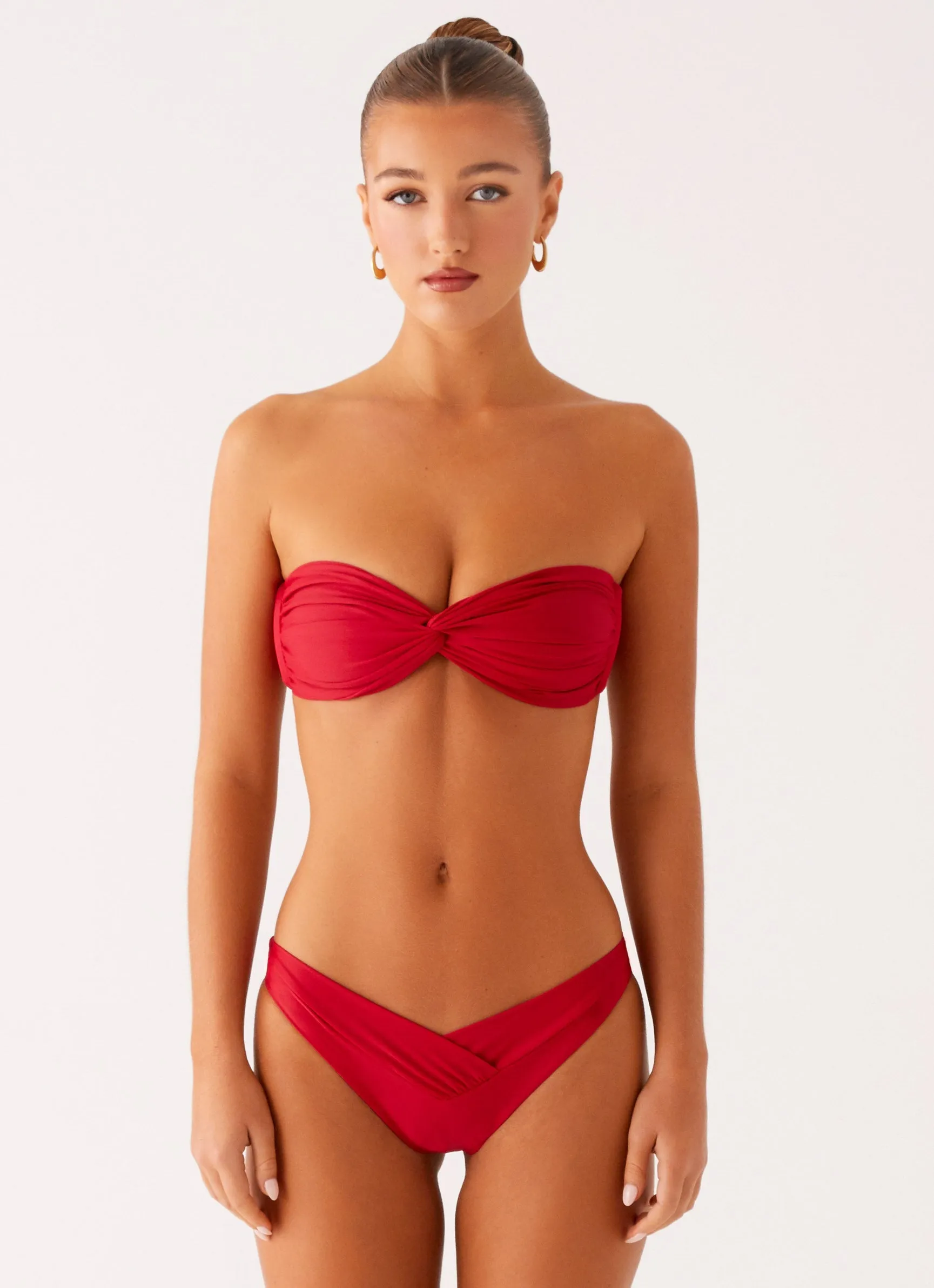 Vegan Option Bold colors Delta Bandeau Bikini Top - Deep Red