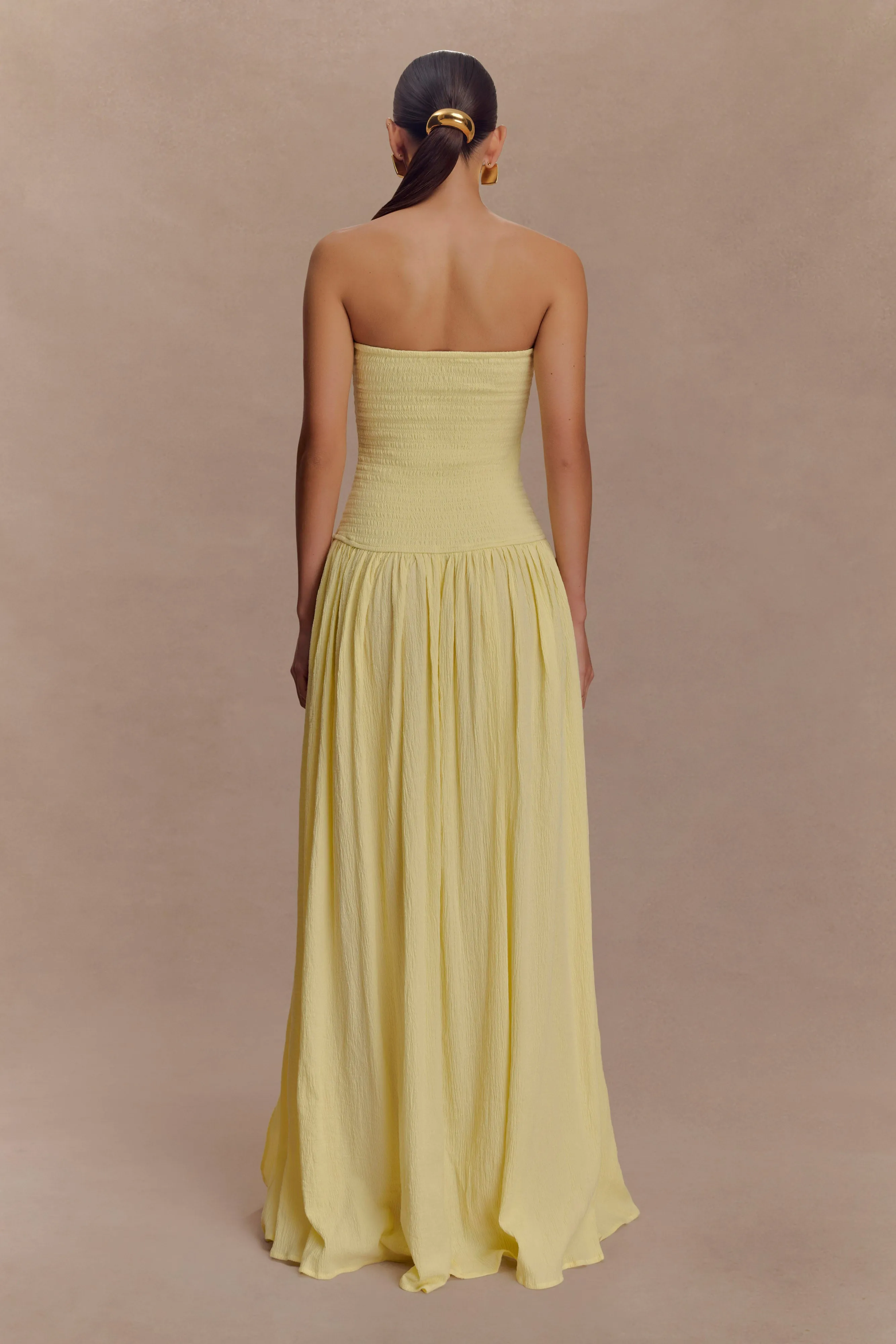 Maureen Cotton Shirring Maxi Dress - Lemon Chic Layered Wear Chic boho dress