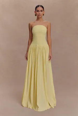 Perfect for Layering Maureen Cotton Shirring Maxi Dress - Lemon